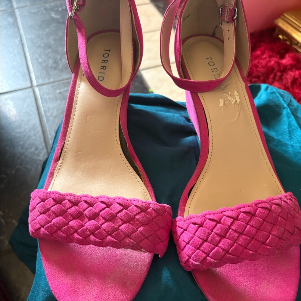 torrid Fuchsia Braided Ankle-Strap Heels